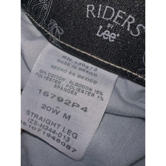 LEE RIDERS BLUE STRETCH BAND STRAIGHT JEANS WOMENS PLUS SZ 20W HIGH WAIST 12" FR - Picture 4 of 4